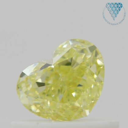 0.51 Carat, Fancy  Yellow Natural Diamond, Heart Shape, SI1 Clarity, GIA