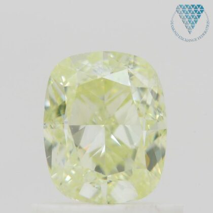 1.01 Carat, Light Greenish Yellow Natural Diamond, Cushion Shape, SI1 Clarity, GIA