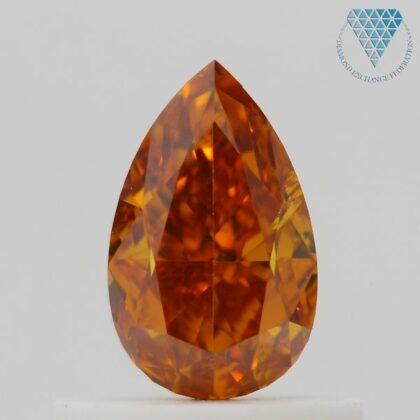 0.67 Carat, Fancy Deep Brownish Orange Natural Diamond, Pear Shape, I1 Clarity, GIA