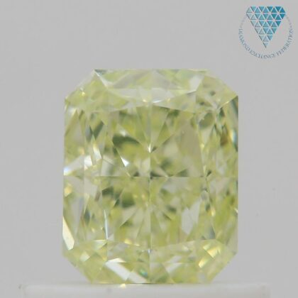 0.52 Carat, Light Greenish Yellow Natural Diamond, Radiant Shape, VS2 Clarity, GIA