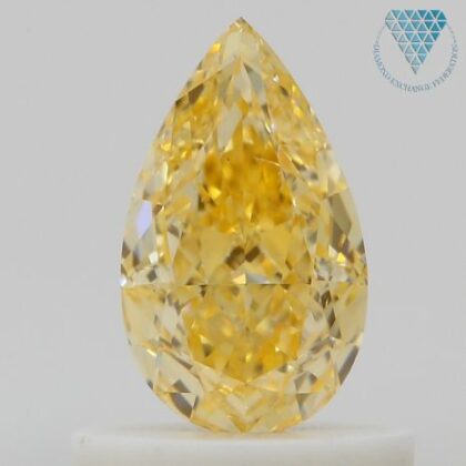 0.58 Carat, Fancy Orange-Yellow Natural Diamond, Pear Shape, SI1 Clarity, GIA