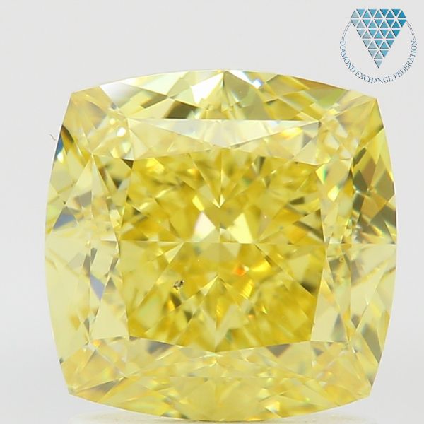 2.03 Carat, Fancy Intense Yellow Natural Diamond, Cushion Shape, VS2 Clarity, GIA 2