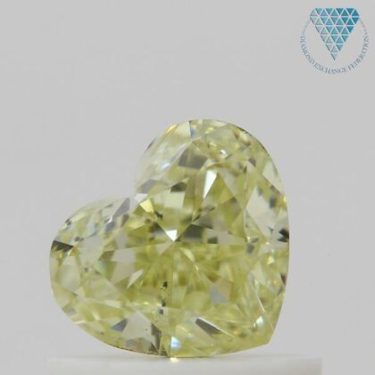 0.68 Carat, Fancy Light Greenish Yellow Natural Diamond, Heart Shape, SI2 Clarity, GIA