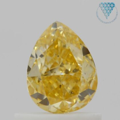 0.67 Carat, Fancy Intense Orangy Yellow Natural Diamond, Pear Shape, VS2 Clarity, GIA