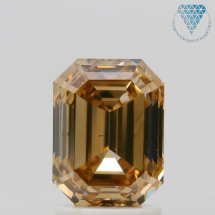 1.04 Carat, Fancy Deep  Yellow Natural Diamond, Emerald Shape, VS1 Clarity, GIA 13