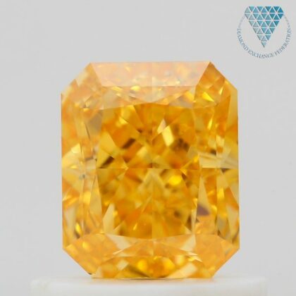 0.72 Carat, Fancy Vivid Yellowish Orange Natural Diamond, Radiant Shape, VS2 Clarity, GIA