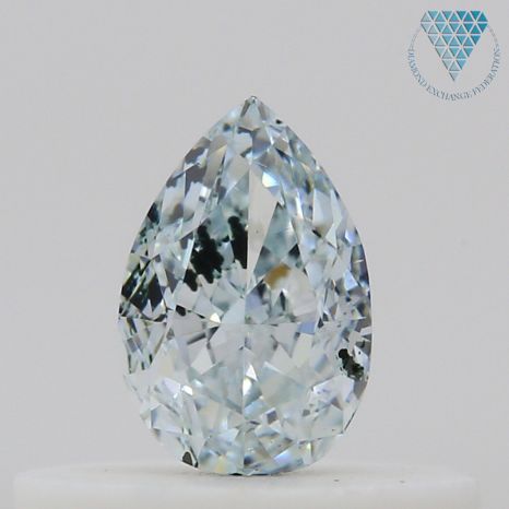 0.28 Carat, Fancy Light Greenish Blue Natural Diamond, Pear Shape, I1 Clarity, GIA
