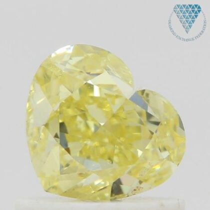 1.00 Carat, Fancy  Yellow Natural Diamond, Heart Shape, SI1 Clarity, GIA