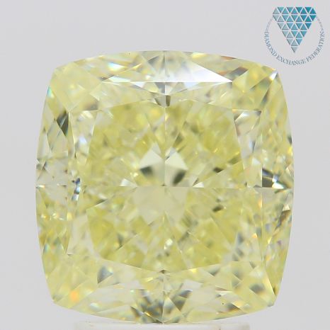 5.01 Carat, Fancy Light Yellow Natural Diamond, Cushion Shape, VVS2 Clarity, GIA