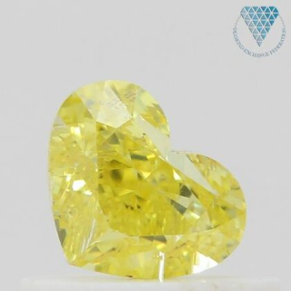 0.52 Carat, Fancy Intense Yellow Natural Diamond, Heart Shape, SI2 Clarity, GIA