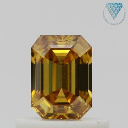 1.04 Carat, Fancy Deep  Yellow Natural Diamond, Emerald Shape, VS1 Clarity, GIA 2