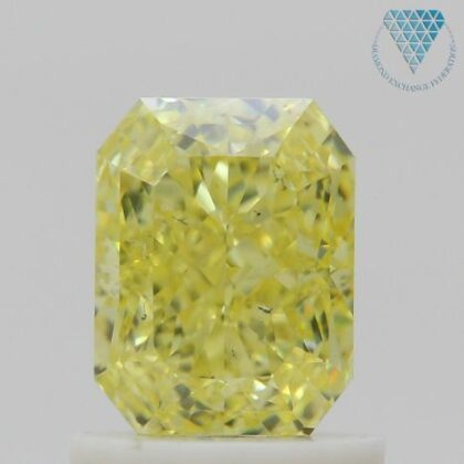 1.01 Carat, Fancy Intense Yellow Natural Diamond, Radiant Shape, SI1 Clarity, GIA