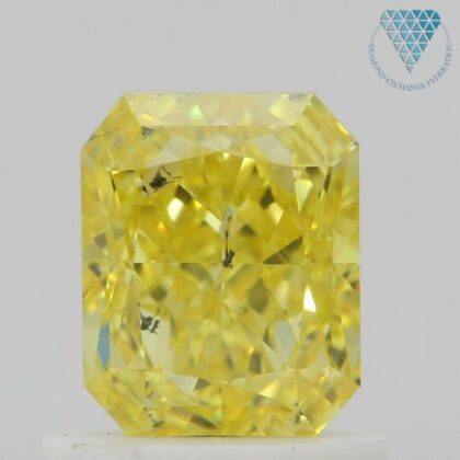 1.00 Carat, Fancy Vivid Yellow Natural Diamond, Radiant Shape, SI2 Clarity, GIA