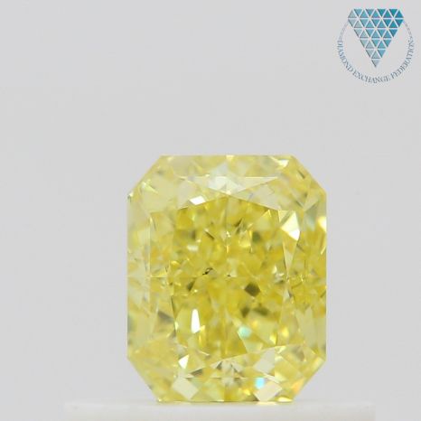 0.50 Carat, Fancy Intense Yellow Natural Diamond, Radiant Shape, VS2 Clarity, GIA