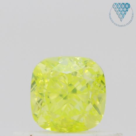 0.50 Carat, Fancy Intense  Green-Yellow Natural Diamond, Cushion Shape, VS1 Clarity, GIA