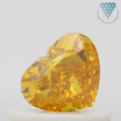0.50 Carat, Fancy Vivid  Yellow-Orange Natural Diamond, Heart Shape, SI1 Clarity, GIA