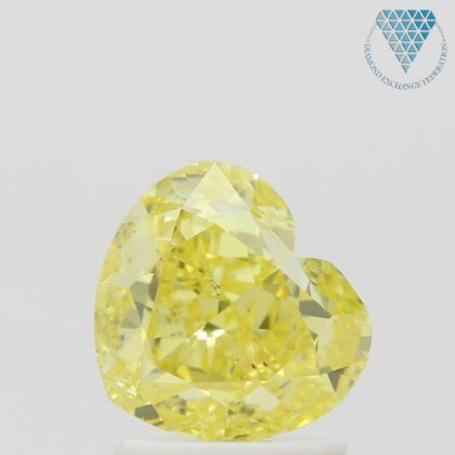 2.01 Carat, Fancy Intense  Yellow Natural Diamond, Heart Shape, SI2 Clarity, GIA