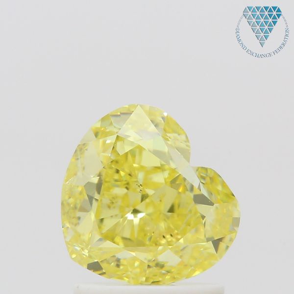2.01 Carat, Fancy Intense  Yellow Natural Diamond, Heart Shape, SI2 Clarity, GIA 2