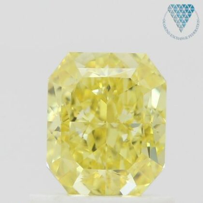 1.00 Carat, Fancy Intense  Yellow Natural Diamond, Radiant Shape, VS1 Clarity, GIA