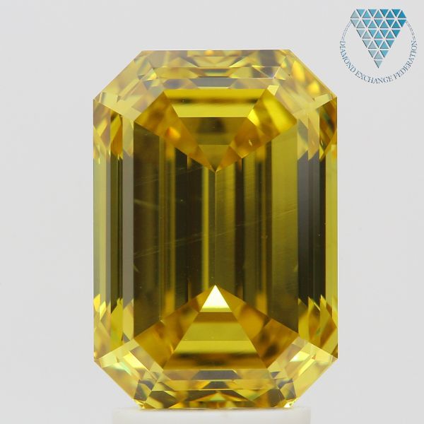 4.09 Carat, Fancy Deep  Yellow Natural Diamond, Emerald Shape, VS2 Clarity, GIA