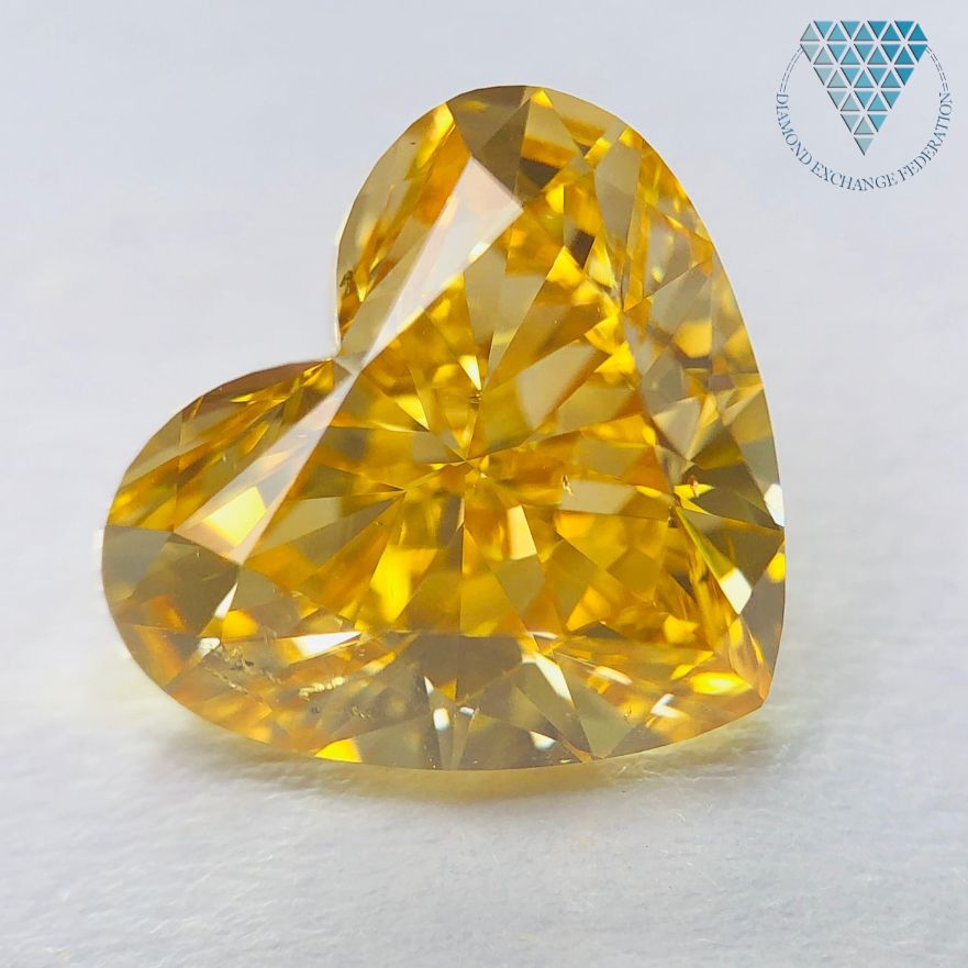 3.09 Carat, Fancy Deep Orangy Yellow Natural Diamond, Heart Shape, SI1 Clarity, GIA