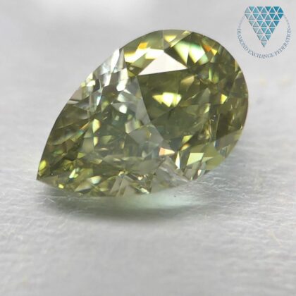 1.00 Carat, Fancy Grayish Greenish Yellow Natural Diamond, Pear Shape, SI1 Clarity, GIA
