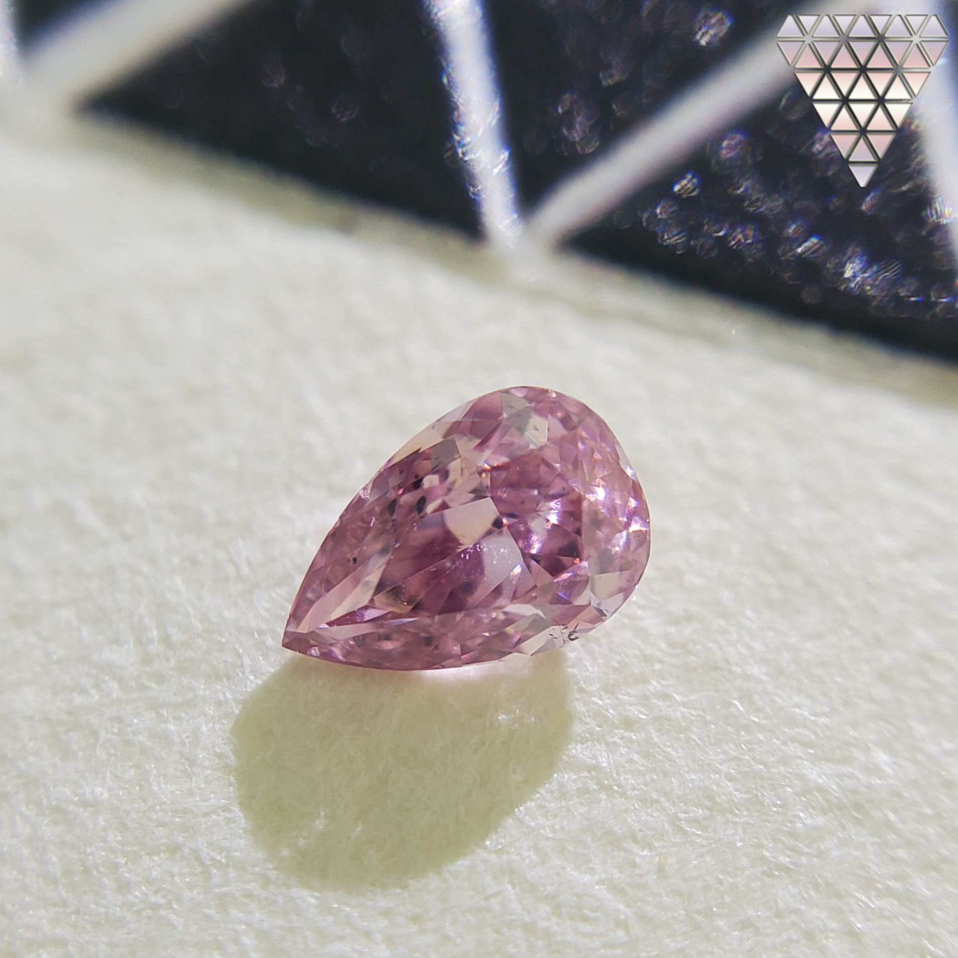 0.09 Carat, Fancy Intense Purplish Pink Natural Diamond, Pear Shape,  Clarity, GIA 3