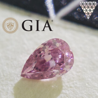 0.09 Carat, Fancy Intense Purplish Pink Natural Diamond, Pear Shape,  Clarity, GIA