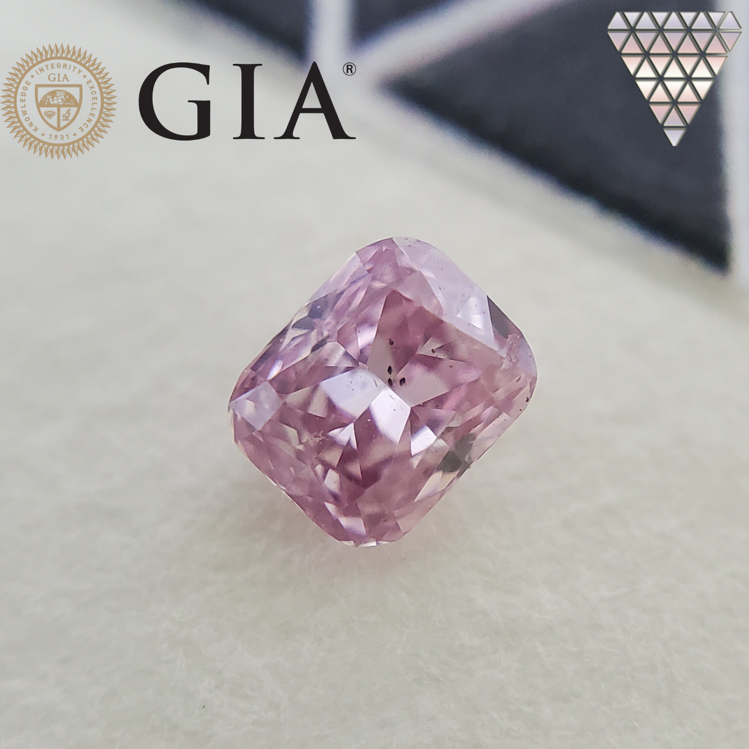 0.1 Carat, Fancy Intense Purplish Pink Natural Diamond, Radiant Shape, SI1 ± Clarity, GIA