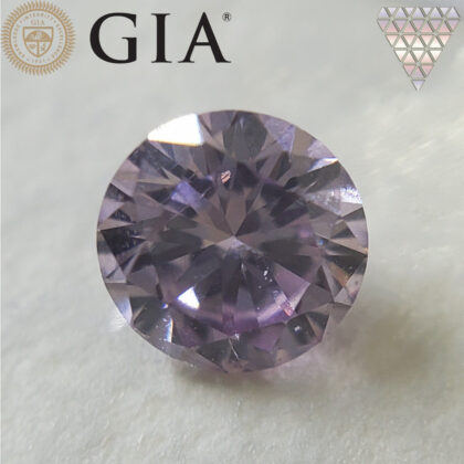 0.11 Carat, Fancy Purplish Pink Natural Diamond, Round Shape,  Clarity, GIA