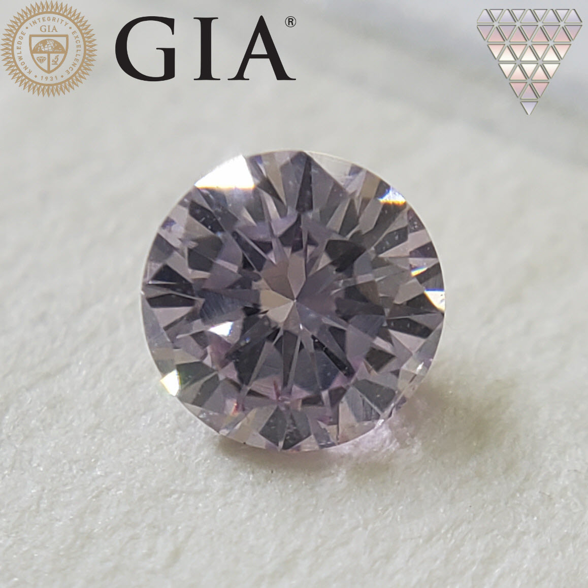 0.11 Carat, Fancy Light Pinkish Purple Natural Diamond, Round Shape,  Clarity, GIA 2