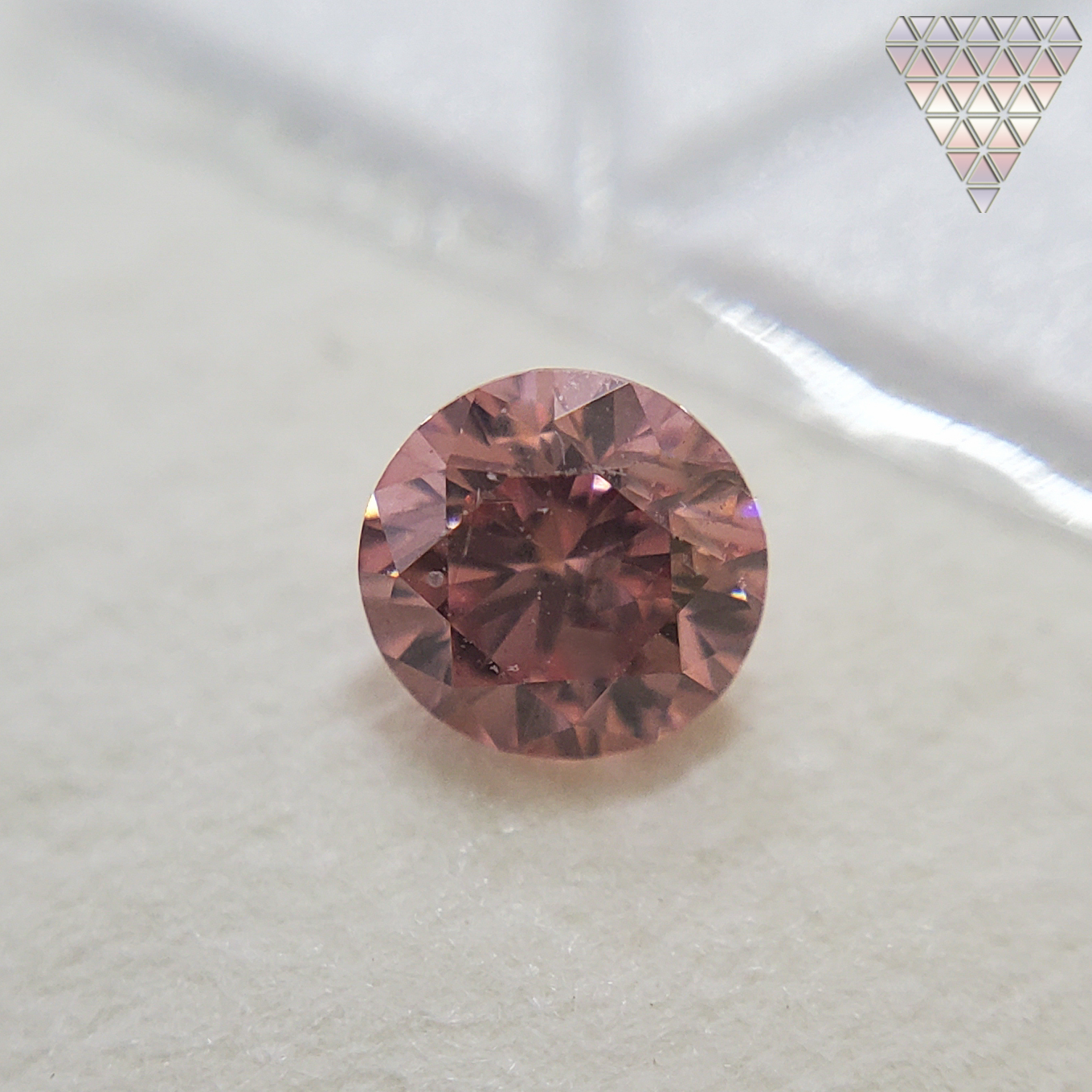 0.09 Carat, Fancy Intense Orangy Pink Natural Diamond, Round Shape,  Clarity, GIA
