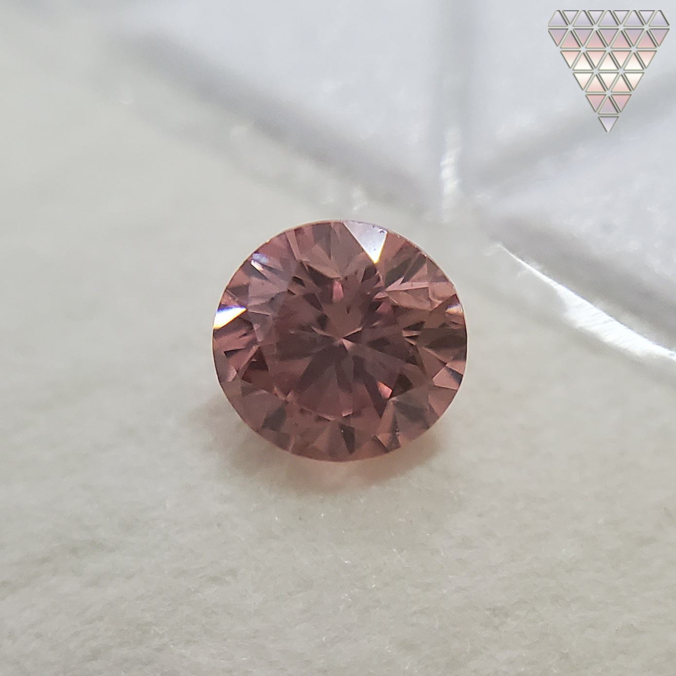 0.09 Carat, Fancy Intense Orangy Pink Natural Diamond, Round Shape,  Clarity, GIA 3