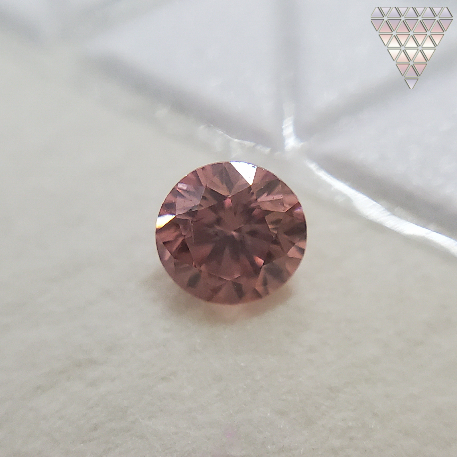 0.09 Carat, Fancy Intense Orangy Pink Natural Diamond, Round Shape,  Clarity, GIA 4