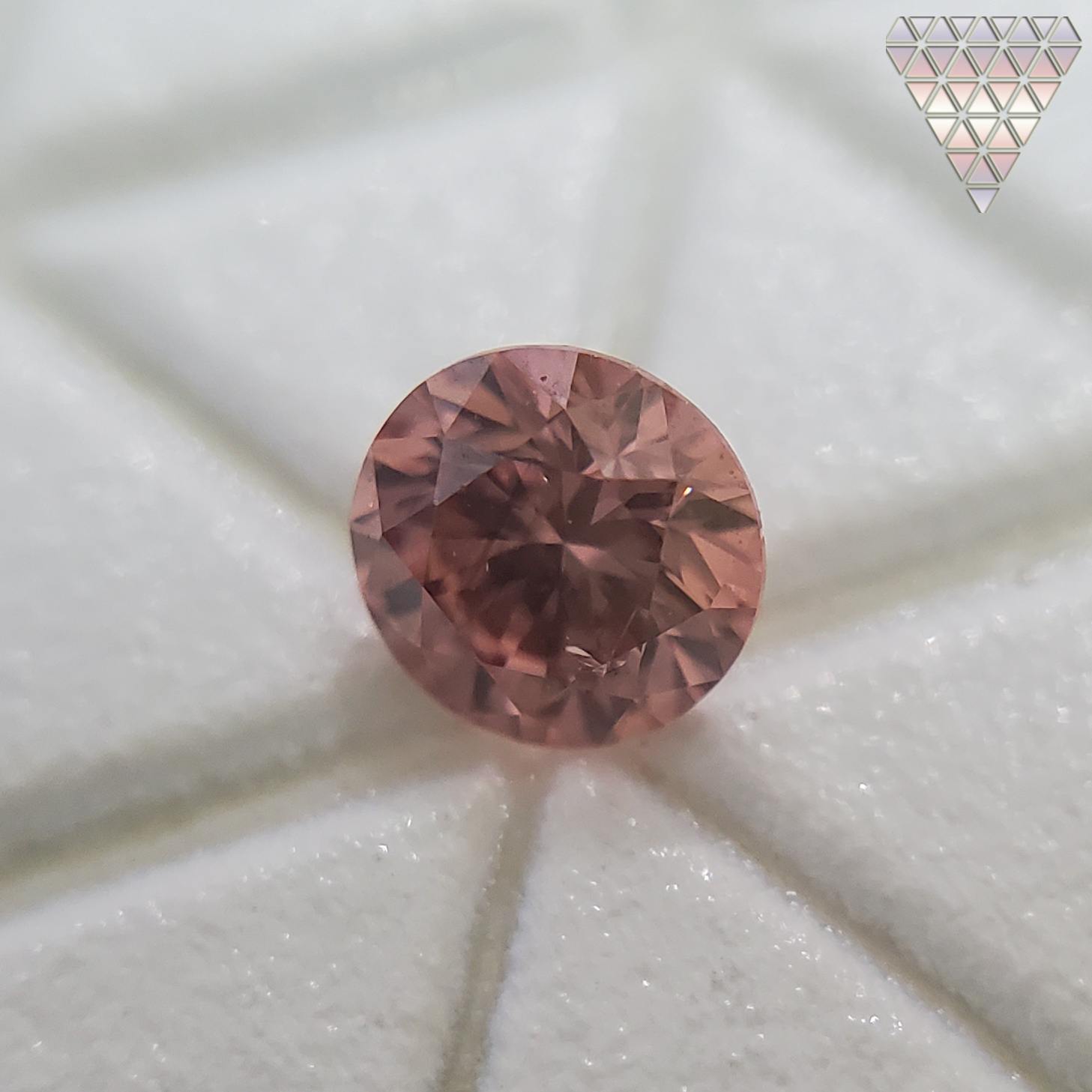 0.09 Carat, Fancy Intense Orangy Pink Natural Diamond, Round Shape,  Clarity, GIA 6