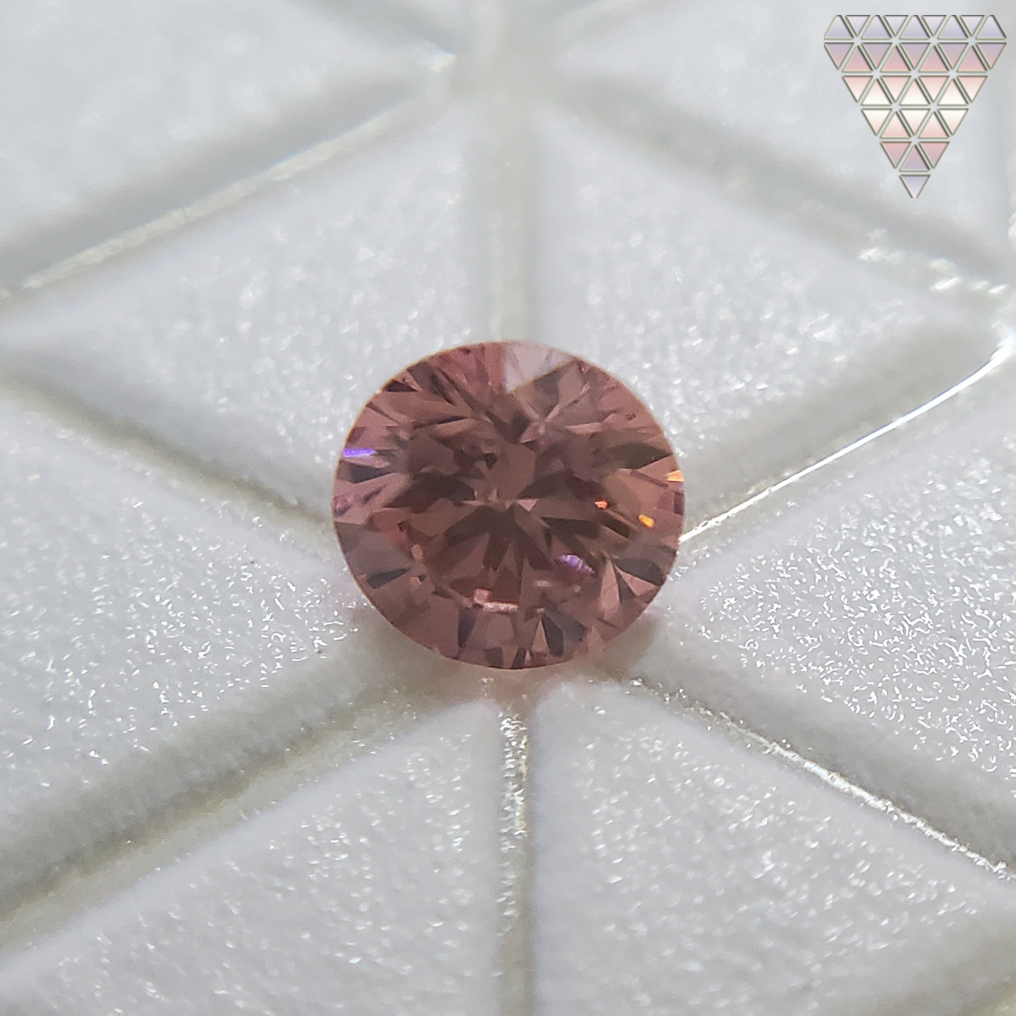 0.09 Carat, Fancy Intense Orangy Pink Natural Diamond, Round Shape,  Clarity, GIA 7