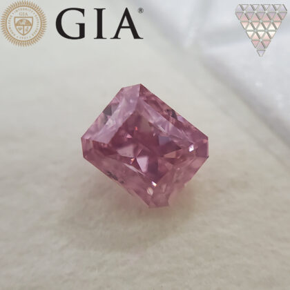 0.15 Carat, Fancy Intense Purplish Pink Natural Diamond, Radiant Shape,  Clarity, GIA
