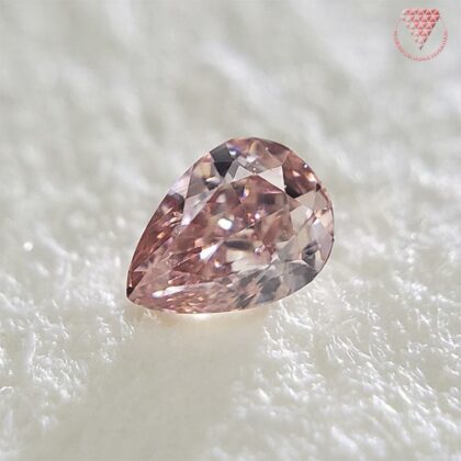 0.056 Carat Fancy Orangy Pink VS2 Pear AGT Japan Natural Loose Diamond Exchange Federation