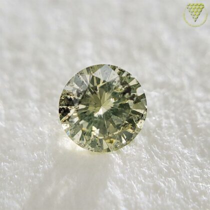 0.078 Carat Fancy Light Grayish Greenish Yellow I1 Round AGT Japan Natural Loose Diamond Exchange Federation