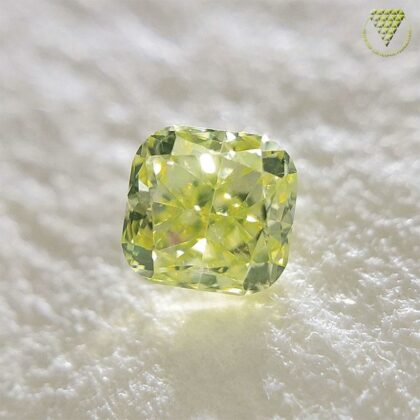 0.166 Carat Fancy Intense Green Yellow Cushion VS1 CGL Japan Natural Loose Diamond Exchange Federation