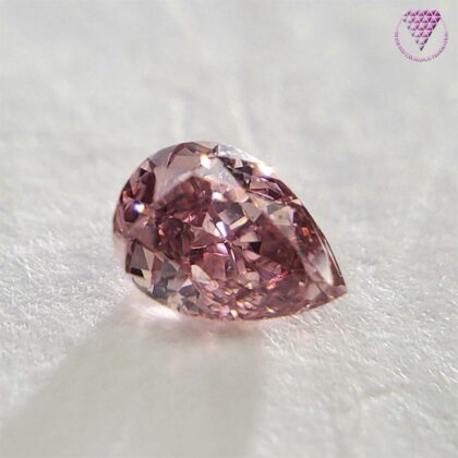 0.129 Carat Fancy Deep Pink Pear I1 AGT Japan Natural Loose Diamond Exchange Federation