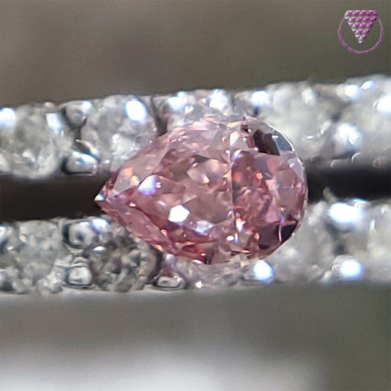 0.129 Carat Fancy Deep Pink Pear I1 AGT Japan Natural Loose Diamond Exchange Federation 5