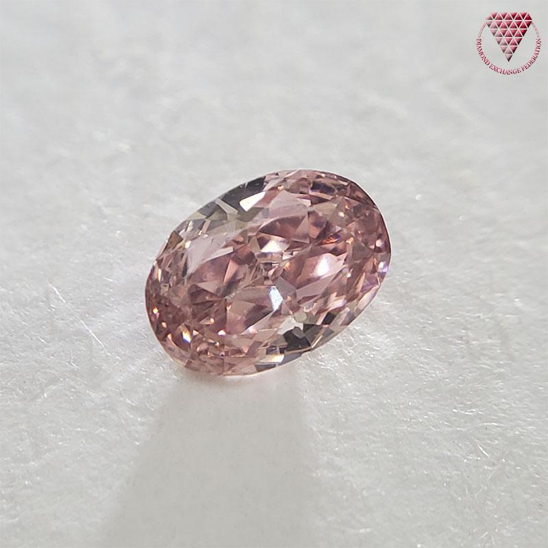 0.104 Carat Fancy Intense Orangy Pink Oval VS2 CGL Japan Natural Loose Diamond Exchange Federation