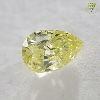 0.342 Carat Fancy Greenish Yellow I1 Pear CGL Japan Natural Loose Diamond Exchange Federation