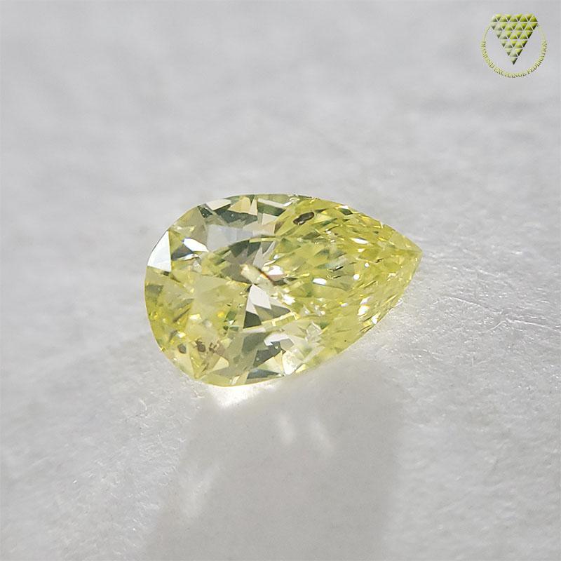 0.342 Carat Fancy Greenish Yellow I1 Pear CGL Japan Natural Loose Diamond Exchange Federation 3