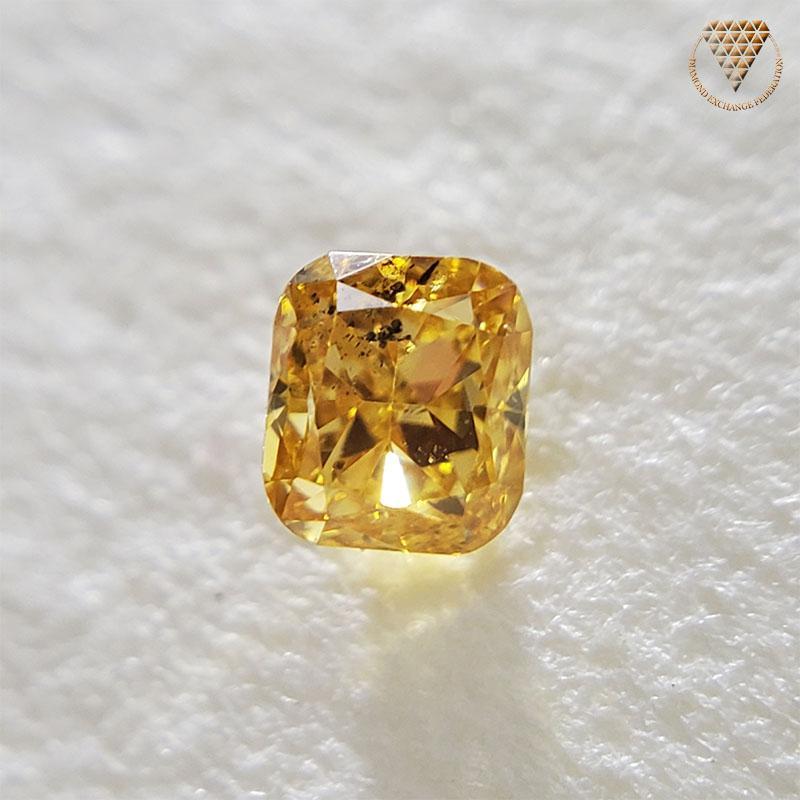 0.087 ct Fancy Vivid Orange Yellow Radiant SI2 CGL Japan Natural Loose Diamond Exchange Federation