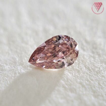 0.058 Carat Fancy Orangy Pink SI1 Pear AGT Japan Natural Loose Diamond Exchange Federation