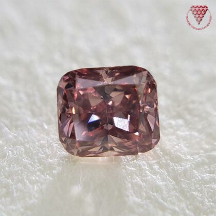 0.146 Carat Fancy Deep Orangy Pink Vs2 Cushion Japan Natural Loose Diamond Exchange Federation