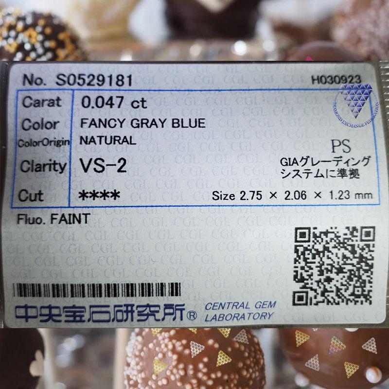 0.047 Carat Fancy Gray Blue VS2 Pear CGL Japan Natural Loose Diamond Exchange Federation 7