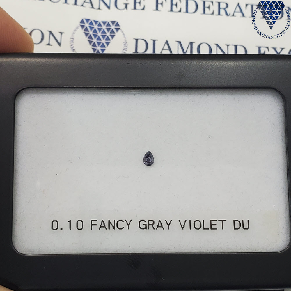 0.10 Carat Fancy Gray Violet Si1 Gia Natural Diamond,  Pear Shape,  Clarity Si1 , GIA 8